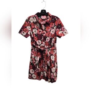 Kate Spade New York Floral Shirt Dress – Short Sleeve – Size Medium – Tie Waist